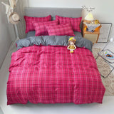 Classic Bedding Set 5 Size Grey Blue Grid Summer Bed Linen 4pcs/Set Duvet Cover Set Pastoral Bed Sheet AB Side Duvet Cover 2020