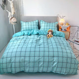 Classic Bedding Set 5 Size Grey Blue Grid Summer Bed Linen 4pcs/Set Duvet Cover Set Pastoral Bed Sheet AB Side Duvet Cover 2020