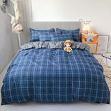 Classic Bedding Set 5 Size Grey Blue Grid Summer Bed Linen 4pcs/Set Duvet Cover Set Pastoral Bed Sheet AB Side Duvet Cover 2020