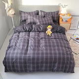 Classic Bedding Set 5 Size Grey Blue Grid Summer Bed Linen 4pcs/Set Duvet Cover Set Pastoral Bed Sheet AB Side Duvet Cover 2020