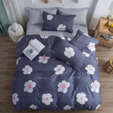 Classic Bedding Set 5 Size Grey Blue Grid Summer Bed Linen 4pcs/Set Duvet Cover Set Pastoral Bed Sheet AB Side Duvet Cover 2020