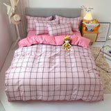 Classic Bedding Set 5 Size Grey Blue Grid Summer Bed Linen 4pcs/Set Duvet Cover Set Pastoral Bed Sheet AB Side Duvet Cover 2020