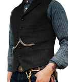 Suit Vest Brown Wedding Wool Tweed Business Waistcoat Jacket Casual Slim Fit Gilet Homme Vests For Groomsmen Man Wedding