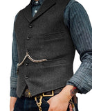 Suit Vest Brown Wedding Wool Tweed Business Waistcoat Jacket Casual Slim Fit Gilet Homme Vests For Groomsmen Man Wedding