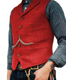 Suit Vest Brown Wedding Wool Tweed Business Waistcoat Jacket Casual Slim Fit Gilet Homme Vests For Groomsmen Man Wedding