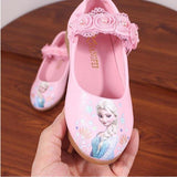 Disney New Kids Elsa Casual Shoes girls Frozen Princess soft cartoon shoes Children's cartoon pearl leather shoes - shopwishi 