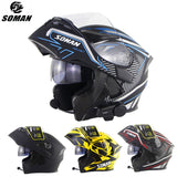 SOMAN Bluetooth Helmet Flip Up Visor Dual Lens Casco Moto