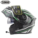 SOMAN Bluetooth Helmet Flip Up Visor Dual Lens Casco Moto
