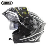 SOMAN Bluetooth Helmet Flip Up Visor Dual Lens Casco Moto