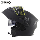 SOMAN Bluetooth Helmet Flip Up Visor Dual Lens Casco Moto