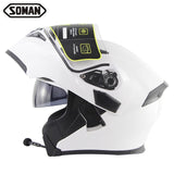 SOMAN Bluetooth Helmet Flip Up Visor Dual Lens Casco Moto