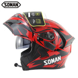 SOMAN Bluetooth Helmet Flip Up Visor Dual Lens Casco Moto