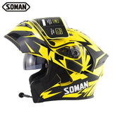 SOMAN Bluetooth Helmet Flip Up Visor Dual Lens Casco Moto