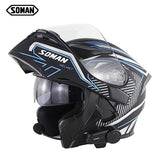 SOMAN Bluetooth Helmet Flip Up Visor Dual Lens Casco Moto