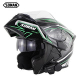 SOMAN Bluetooth Helmet Flip Up Visor Dual Lens Casco Moto