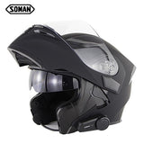 SOMAN Bluetooth Helmet Flip Up Visor Dual Lens Casco Moto