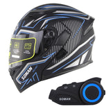 SOMAN Bluetooth Helmet Flip Up Visor Dual Lens Casco Moto