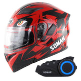 SOMAN Bluetooth Helmet Flip Up Visor Dual Lens Casco Moto
