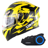 SOMAN Bluetooth Helmet Flip Up Visor Dual Lens Casco Moto