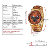 Gold Watch Men Luxury Brand Wooden Wristwatches Male Date Display Stop