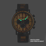 Gold Watch Men Luxury Brand Wooden Wristwatches Male Date Display Stop