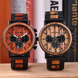 Gold Watch Men Luxury Brand Wooden Wristwatches Male Date Display Stop
