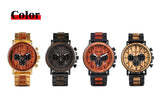 Gold Watch Men Luxury Brand Wooden Wristwatches Male Date Display Stop