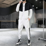 Patchwork Hip Hop Casual Men's Sets 2020 Korean Style 2 Piece Sets Clothes Men Streetwear Fitness Male Tracksuit