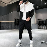 Patchwork Hip Hop Casual Men's Sets 2020 Korean Style 2 Piece Sets Clothes Men Streetwear Fitness Male Tracksuit