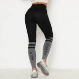 Patchwork Yoga Seamless Fitness Pants Fashion Hips Lifting Workout