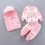 Baby Boys Girls Christmas Autumn Warm WaistCoat + Sweatshirt + Pants 3Pcs Infant Kids Children Sports Suit Toddler Clothes W168