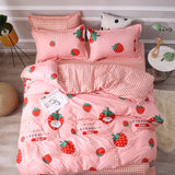 Solstice Home Textile Cyan Cute Cat Kitty Duvet Cover Pillow Case Bed Sheet Boy Kid Teen Girl Bedding Linens Set King Queen Twin