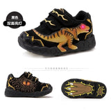 Dinoskulls 3-8 Boys Autumn Winter Shoes Dinosaur LED Glowing Sneakers 2020 Children Sports 3D T-Rex Kids Genuine Leather Shoes