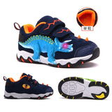 Dinoskulls 3-8 Boys Autumn Winter Shoes Dinosaur LED Glowing Sneakers 2020 Children Sports 3D T-Rex Kids Genuine Leather Shoes