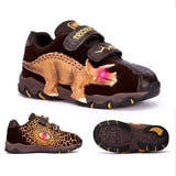 Dinoskulls 3-8 Boys Autumn Winter Shoes Dinosaur LED Glowing Sneakers 2020 Children Sports 3D T-Rex Kids Genuine Leather Shoes