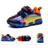 Dinoskulls 3-8 Boys Autumn Winter Shoes Dinosaur LED Glowing Sneakers 2020 Children Sports 3D T-Rex Kids Genuine Leather Shoes