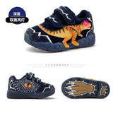 Dinoskulls 3-8 Boys Autumn Winter Shoes Dinosaur LED Glowing Sneakers 2020 Children Sports 3D T-Rex Kids Genuine Leather Shoes