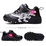 Dinoskulls 3-8 Boys Autumn Winter Shoes Dinosaur LED Glowing Sneakers 2020 Children Sports 3D T-Rex Kids Genuine Leather Shoes