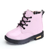 New Boots for Children Size 21-35 Martin Boots for Girl PU Leather Waterproof Winter Kids Snow Shoes Girls Rubber Boots