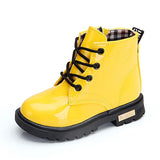 New Boots for Children Size 21-35 Martin Boots for Girl PU Leather Waterproof Winter Kids Snow Shoes Girls Rubber Boots