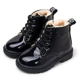 New Boots for Children Size 21-35 Martin Boots for Girl PU Leather Waterproof Winter Kids Snow Shoes Girls Rubber Boots