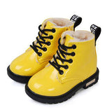 New Boots for Children Size 21-35 Martin Boots for Girl PU Leather Waterproof Winter Kids Snow Shoes Girls Rubber Boots