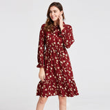 Plus Size Women's Clothing Long Sleeve Chiffon Shirt Dresses For Women Red Bow Floral Club Party Autumn Winter платье 2020 Woman