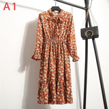 Plus Size Women's Clothing Long Sleeve Chiffon Shirt Dresses For Women Red Bow Floral Club Party Autumn Winter платье 2020 Woman