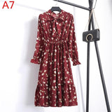Plus Size Women's Clothing Long Sleeve Chiffon Shirt Dresses For Women Red Bow Floral Club Party Autumn Winter платье 2020 Woman