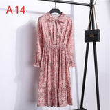 Plus Size Women's Clothing Long Sleeve Chiffon Shirt Dresses For Women Red Bow Floral Club Party Autumn Winter платье 2020 Woman