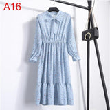 Plus Size Women's Clothing Long Sleeve Chiffon Shirt Dresses For Women Red Bow Floral Club Party Autumn Winter платье 2020 Woman