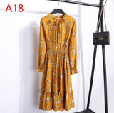 Plus Size Women's Clothing Long Sleeve Chiffon Shirt Dresses For Women Red Bow Floral Club Party Autumn Winter платье 2020 Woman