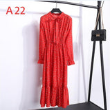 Plus Size Women's Clothing Long Sleeve Chiffon Shirt Dresses For Women Red Bow Floral Club Party Autumn Winter платье 2020 Woman