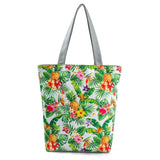 Miyahouse Floral Printed Handbag Women Shoulder Bag Canvas Summer Beach Bag Daily Use Female Shopping Bag Lady